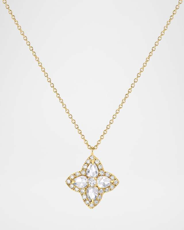 18K Yellow Gold Blossom Diamond Pendant Necklace, 16"L, 0.18ctw